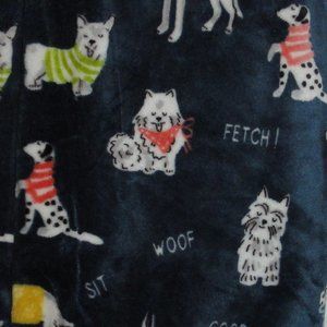 Envogue Throw Blanket, NEW 60x70 soft plush blue, corgi dane dalmatian, dog, H22